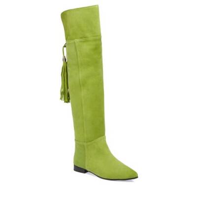 Yeşil Süet Deri Kadın Klasik Çizme - K23K1CM66989-O48 