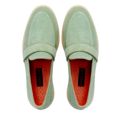 Yeşil Süet Deri Kadın Loafer - K25I1AY67908-S2R - 6