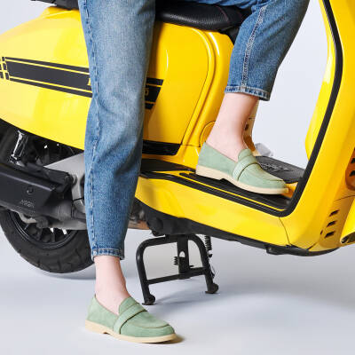 Yeşil Süet Deri Kadın Loafer - K25I1AY67908-S2R - 1