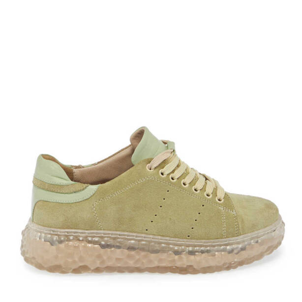 Yeşil Süet Deri Kadın Sneaker - K24I1AY67334-S2W - 3