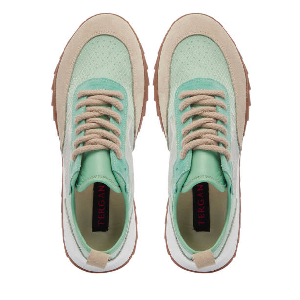 Yeşil Süet Deri Kadın Sneaker - K25I1AY68117-S2W - Tergan