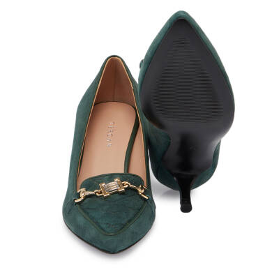 Yeşil Süet Deri Kadın Stiletto - K24I1AY67467-O48 - 4