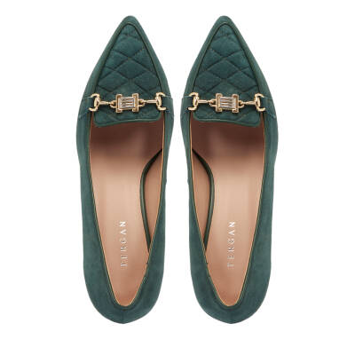 Yeşil Süet Deri Kadın Stiletto - K24I1AY67467-O48 - 5