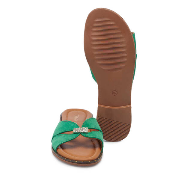 Yeşil Hakiki Süet Deri Kadın Terlik - K25Y1TR67779-O48 - 4