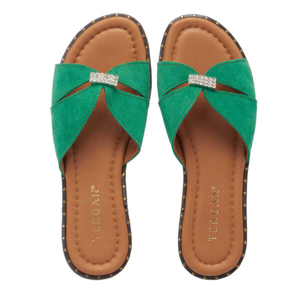 Yeşil Hakiki Süet Deri Kadın Terlik - K25Y1TR67779-O48 - 5