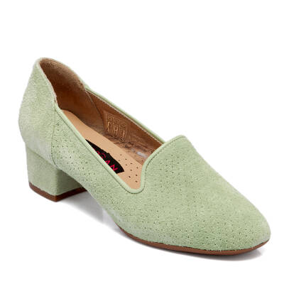  Yeşil Süet Deri Kadın Topuklu Ayakkabı - K23I1AY66657-S2R 