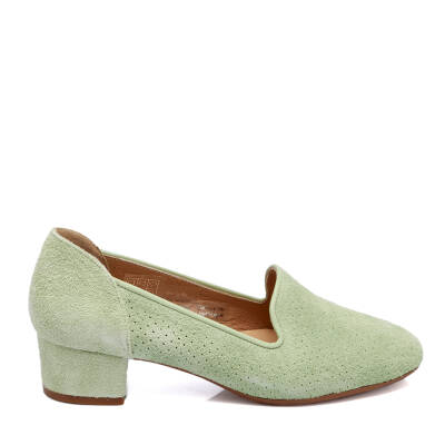  Yeşil Süet Deri Kadın Topuklu Ayakkabı - K23I1AY66657-S2R - 3