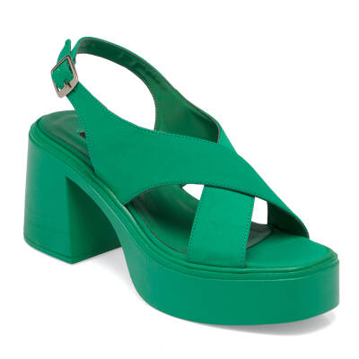Yeşil Vegan Tekstil Kadın Sandalet - K24Y1SN67404-T3R 